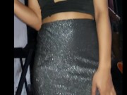 Tiny Typhany no panties and public upskirt in party 7/16