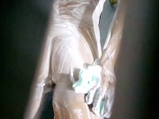 Voyeur HOT Wife in Shower and Sexy PEE at Hotel balcony