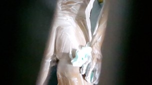 Voyeur HOT Wife in Shower and Sexy PEE at Hotel balcony