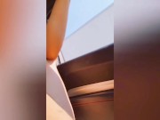 Horny married MILF fingers herself in public for truckers while husband drives. 8/16