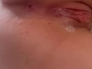 He gave me a creampie in my pink pussy - cum dripping from perfect vagina 7/16