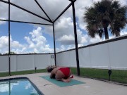 Sexy neighbor yoga instructor stretching by pool 15/16
