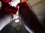 A cool ass in black stockings wriggles on a dick. | Meilin Violet 8/16