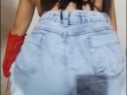 #Dançando funk pra ele ficar de pau duro. Sentei na pika depois de deixá-lo duro. #rebolando #funk 1/16