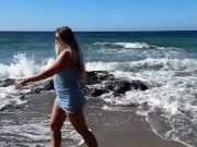 shameless girl pissing on public beach compilation 4/16