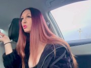 Italian Long Hair Big boobs Hot Milf Artemisia Love Smoking Cigarette In the car Nipple Flashing 12/16