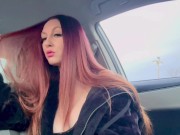 Italian Long Hair Big boobs Hot Milf Artemisia Love Smoking Cigarette In the car Nipple Flashing 14/16