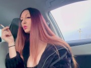 Italian Long Hair Big boobs Hot Milf Artemisia Love Smoking Cigarette In the car Nipple Flashing 15/16