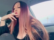 Italian Long Hair Big boobs Hot Milf Artemisia Love Smoking Cigarette In the car Nipple Flashing 2/16