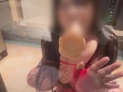 ♡ガラスに極太ディルドをぺったんしてフェラ欲情♡ 15/16