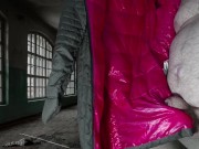 Cumming on Girlfriend's Pink Lining of PZ Down Jacket 3/16