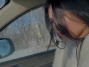 Измена мужу. Публичный минет в зимнем лесу. Камшот. С разговорами 1/16