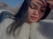 Измена мужу. Публичный минет в зимнем лесу. Камшот. С разговорами 7/16