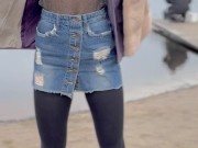 Walking along the beach without panties. 10/16