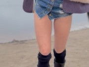 Walking along the beach without panties. 15/16