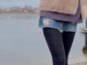 Walking along the beach without panties. 9/16