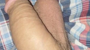 Hitting myself in the balls with my big flaccid cock