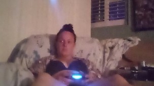 Milf Filming Herself Playing Video Games In Her Black Bra and Panties
