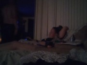 Jerking Off To My Roommate While She Is Playing Video Games In Her Black Panties