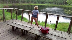 I find a beautiful lake hidden in the forest and it makes me horny I must do it there
