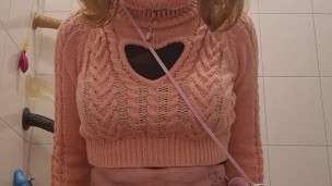 Sissy fuckdoll takes off babydiaper to ride a dildo
