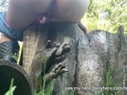 Girl uses a log as a toilet to pee 12/16