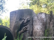 Girl uses a log as a toilet to pee 15/16