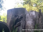 Girl uses a log as a toilet to pee 16/16