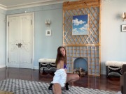 Teen dancing in metallic strappy bikini strip until you bust a nut 5/16