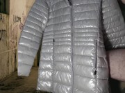 Cumshot on Girlfriend's PZ Soft Silver Down Jacket 1/16