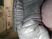 Cumshot on Girlfriend's PZ Soft Silver Down Jacket 11/16