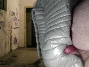 Cumshot on Girlfriend's PZ Soft Silver Down Jacket