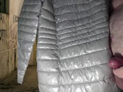 Cumshot on Girlfriend's PZ Soft Silver Down Jacket 2/16