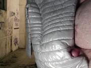 Cumshot on Girlfriend's PZ Soft Silver Down Jacket 3/16