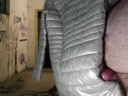 Cumshot on Girlfriend's PZ Soft Silver Down Jacket 4/16