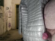 Cumshot on Girlfriend's PZ Soft Silver Down Jacket 5/16