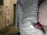 Cumshot on Girlfriend's PZ Soft Silver Down Jacket 6/16