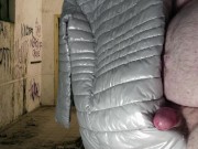 Cumshot on Girlfriend's PZ Soft Silver Down Jacket 7/16