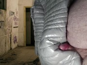 Cumshot on Girlfriend's PZ Soft Silver Down Jacket 8/16