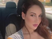 Italian Big Tits Long Hair Milf Artemisia Love Flashing her big boobs In the car 8/16