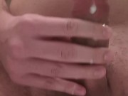 Horny guy stroking his cock multiple cumshots 15/16