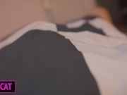 S3E7: Step son caught two step moms while lesbian sex and fuck them in share bed till squirt 7/16