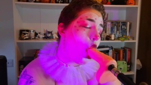 valentine's clown gagged and wrecked - fuckmachine, face fucking, gags