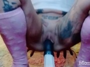 420 smoking while Bouncing on the horse cock - Screenshot 15 of 16 - Dildo Riding