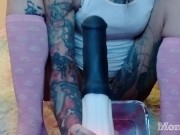 420 smoking while Bouncing on the horse cock - Screenshot 2 of 16 - Huge Cock
