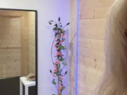 lingerie and strips naked in the locker room!!! 1/16