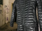 Cuming on Girlfriend's Shiny Black G.W. Down Jacket 1/16