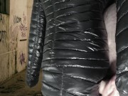 Cuming on Girlfriend's Shiny Black G.W. Down Jacket 12/16