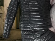 Cuming on Girlfriend's Shiny Black G.W. Down Jacket 4/16