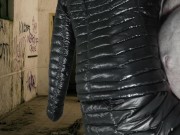 Cuming on Girlfriend's Shiny Black G.W. Down Jacket